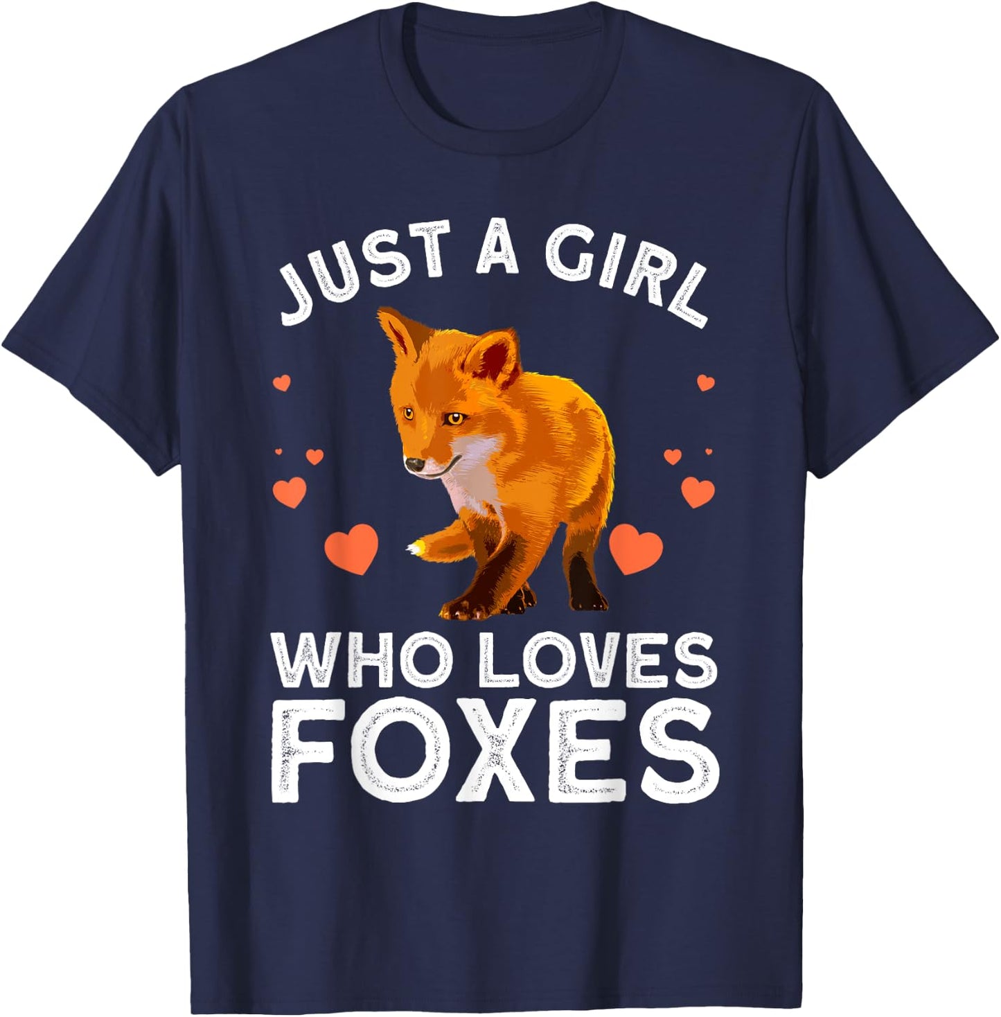 Cute Fox Design Girls Vulpes Animal Fox Lovers T-Shirt - T-Shirt | Navy