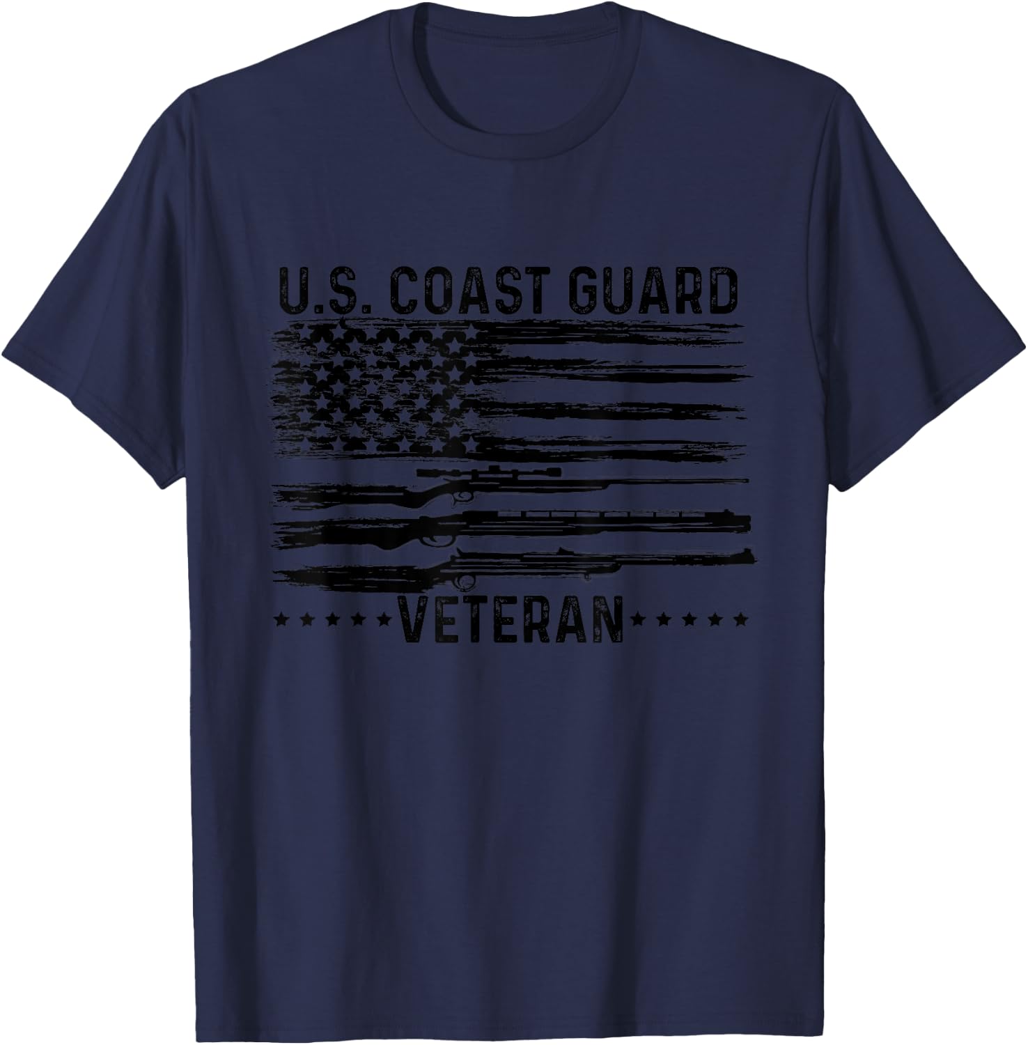 US Coast Guard Veteran USCG Distressed American Flag T-Shirt - T-Shirt | Navy
