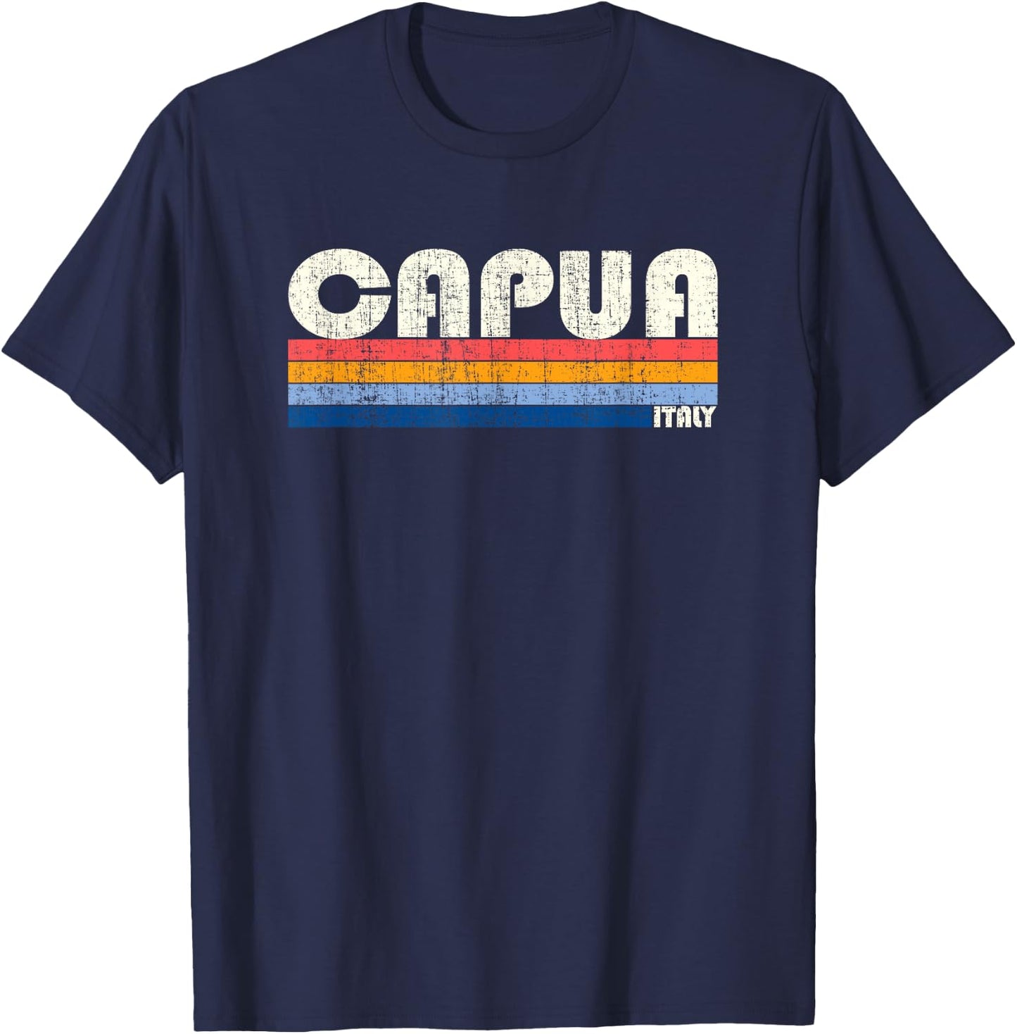 Capua, Italy Retro 70s 80s Style T-Shirt - T-Shirt | Navy