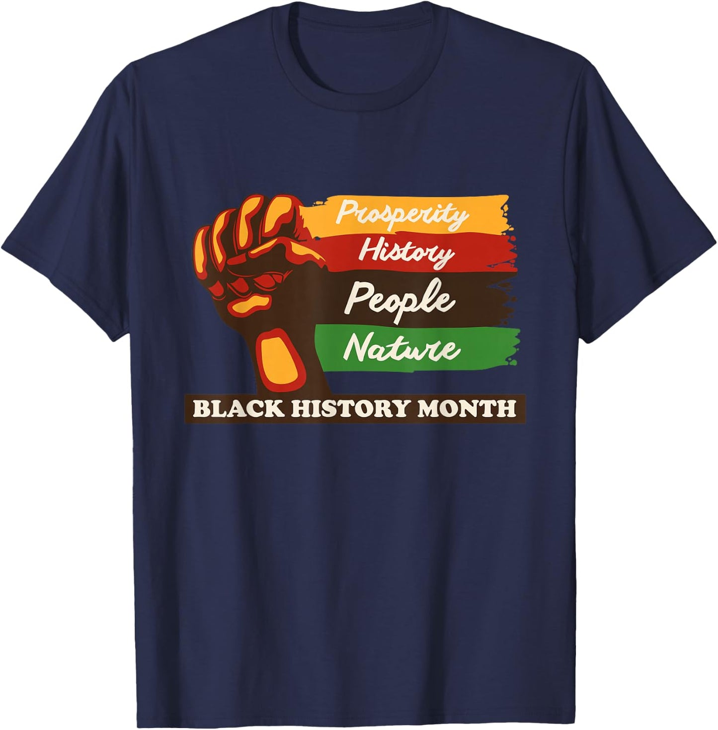 Black History Month African American Pride Fist Men Women T-Shirt - T-Shirt | Navy