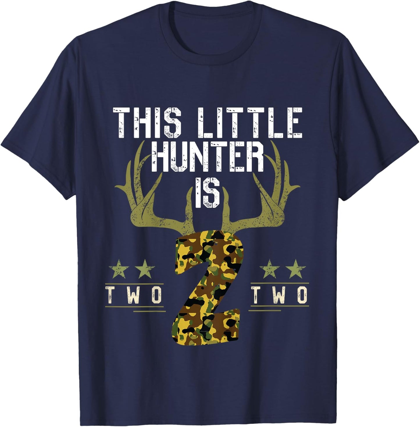 Kids 2th Birthday Funny Deer Hunter Two Years Old Boy Hunting T-Shirt - T-Shirt | Navy