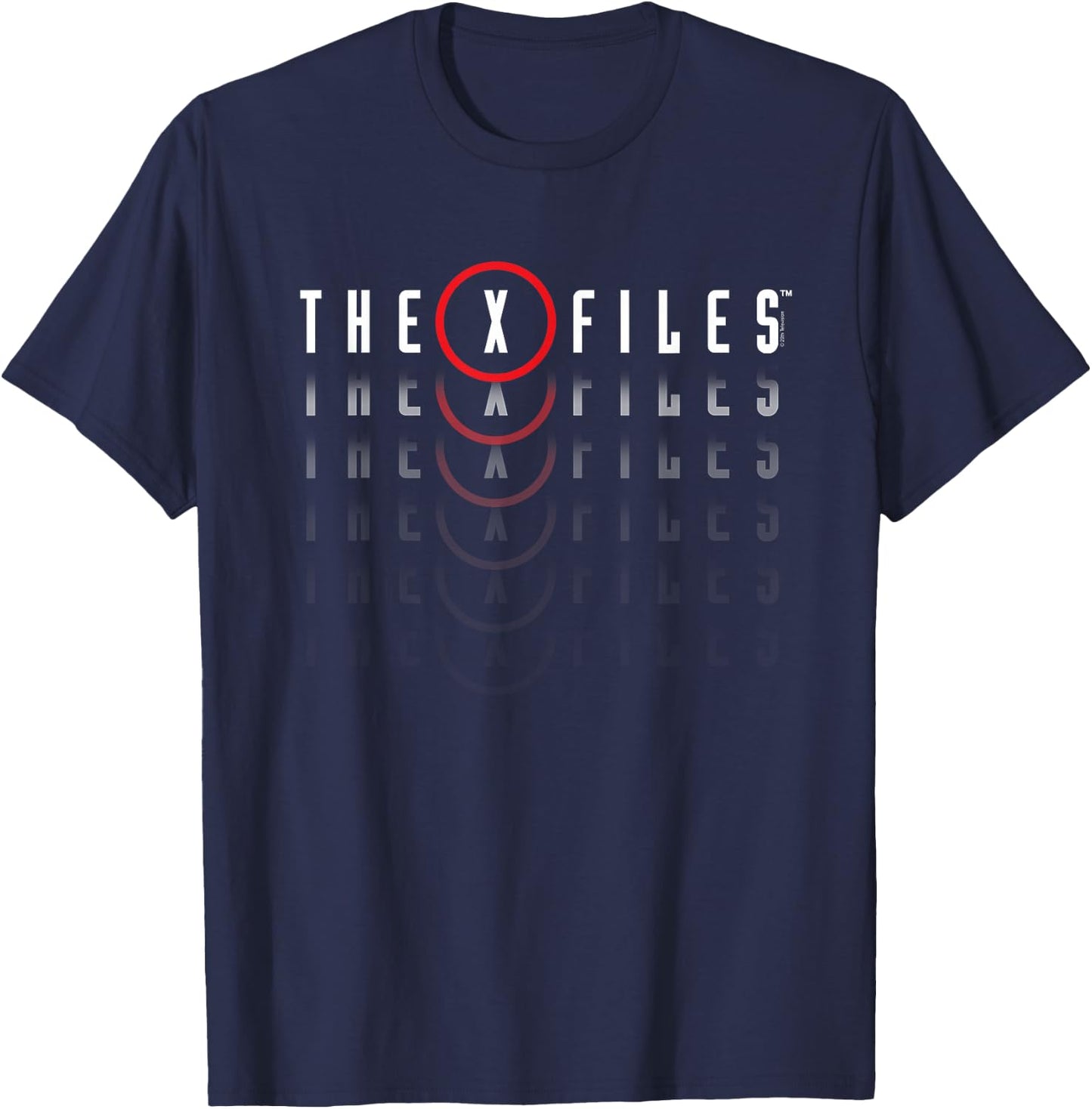 X-Files Repeating Logo Vintage Supernatural 90's TV Show T-Shirt - T-Shirt | Navy