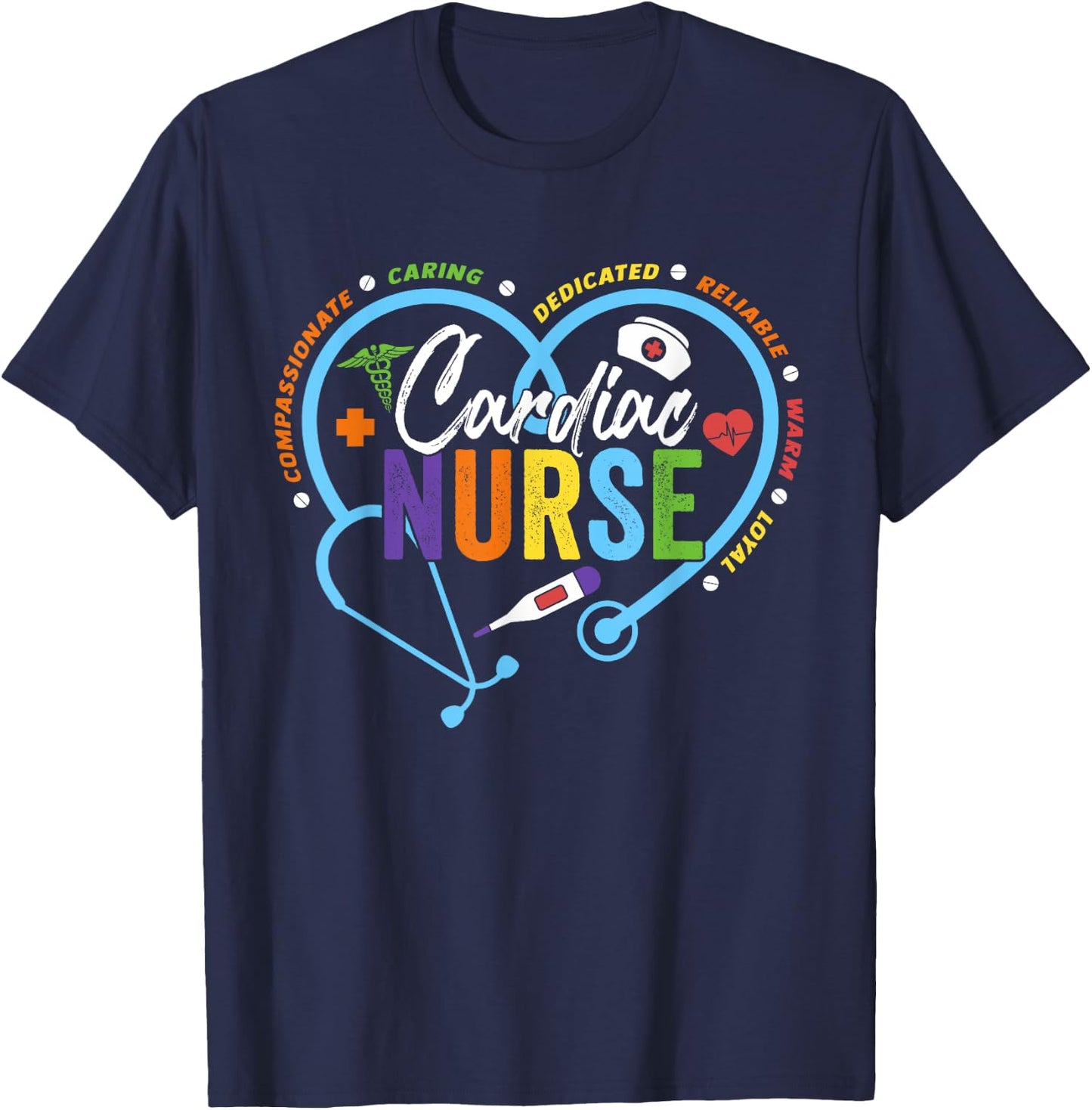 Cardiac Nurse Shirt Cardiology Nurse Cardiologist T-Shirt - T-Shirt | Navy