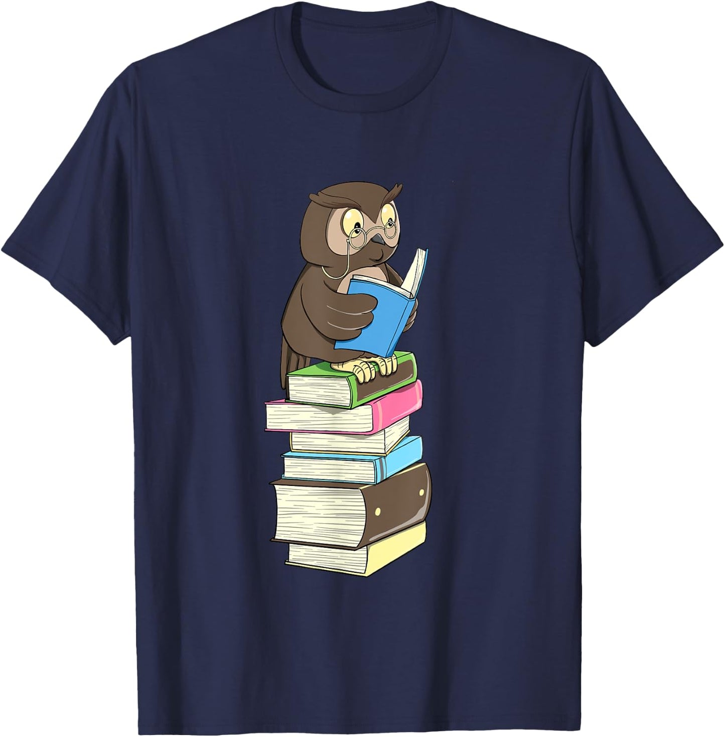 Owl Reader - Books Bookworm Bird Animal Lover Ornithologist T-Shirt - T-Shirt | Navy