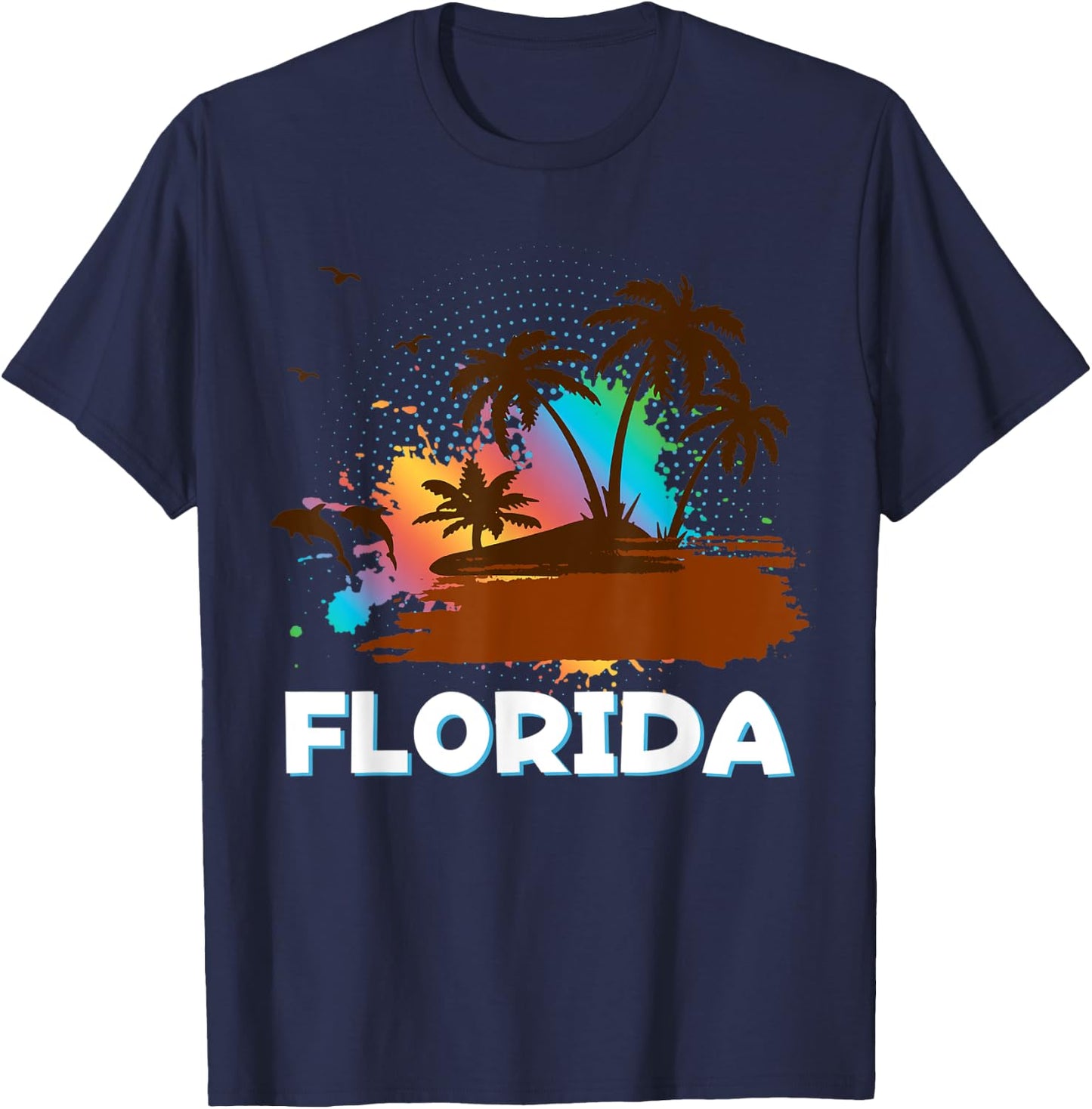 Florida Beach Vacation Art Ocean Lovers Florida Family Trip T-Shirt - T-Shirt | Navy