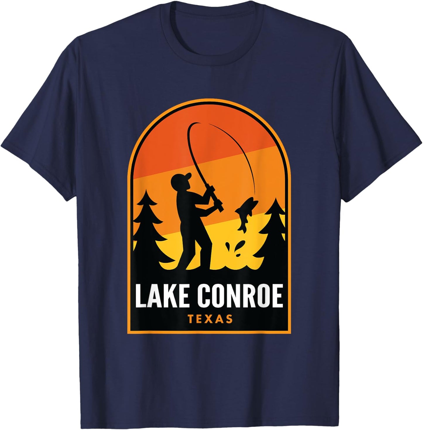 Lake Conroe Texas Fishing T-Shirt - T-Shirt | Navy