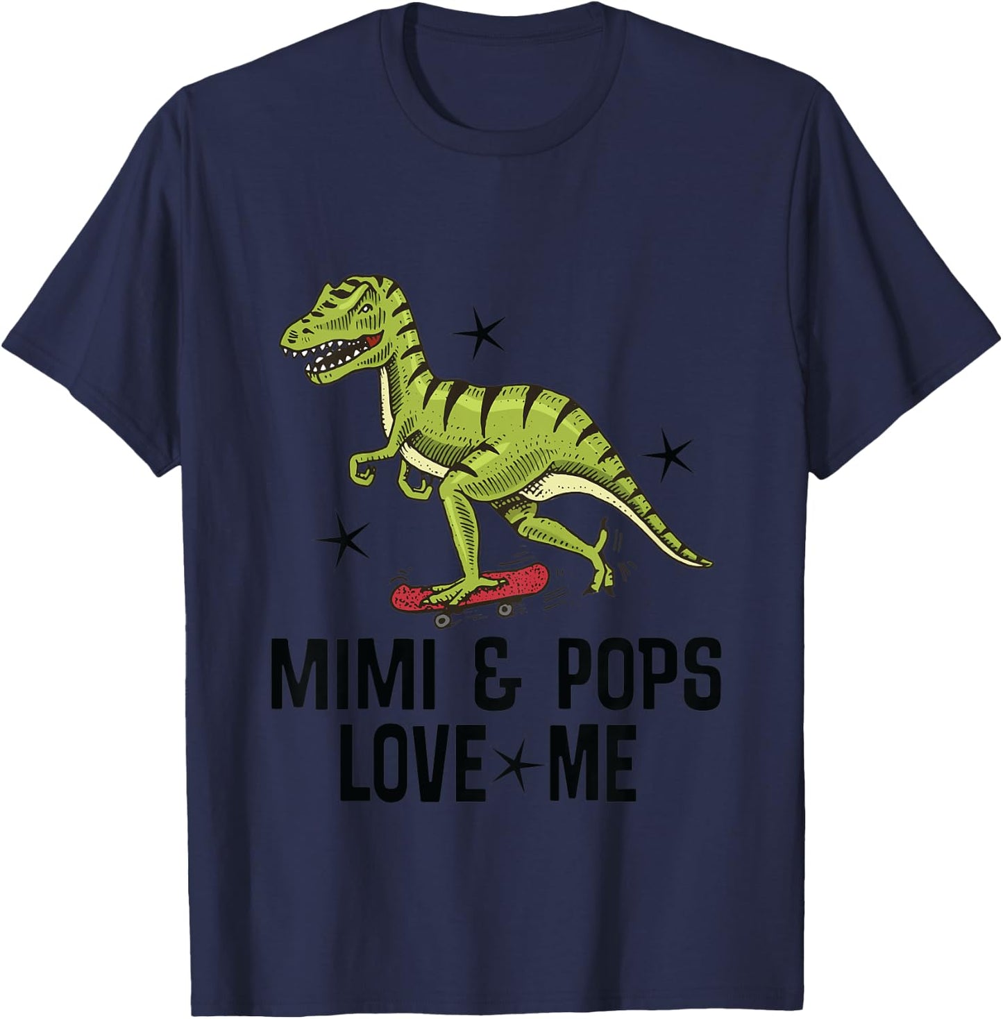 Kids Mimi and Pops Love Me Grandson Dinosaur T-Shirt - T-Shirt | Navy