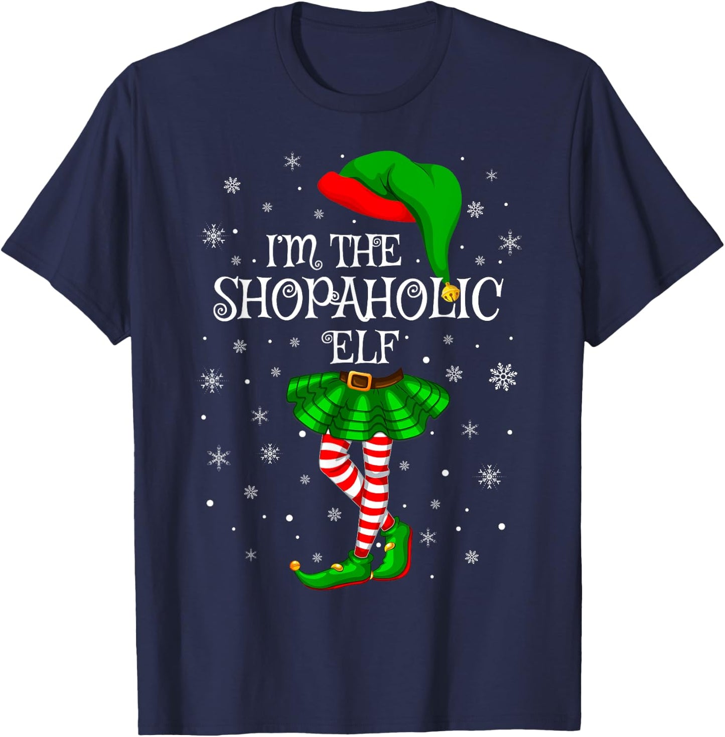 Matching Family Group I'm The Shopaholic Elf Christmas T-Shirt - T-Shirt | Navy