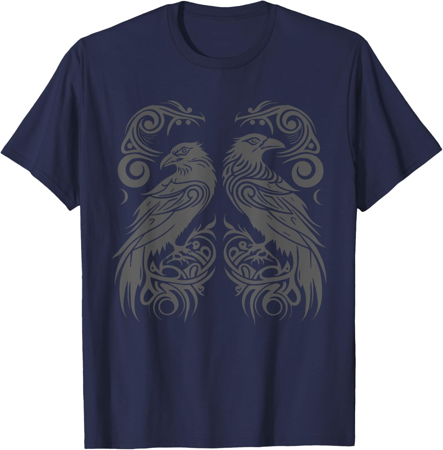 Odins Raven Norse Mythology Viking Birds Celtic Knots Asgard T-Shirt - T-Shirt | Navy