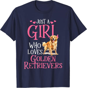 Just A Girl Who Loves Golden Retrievers T-Shirt - T-Shirt | Navy