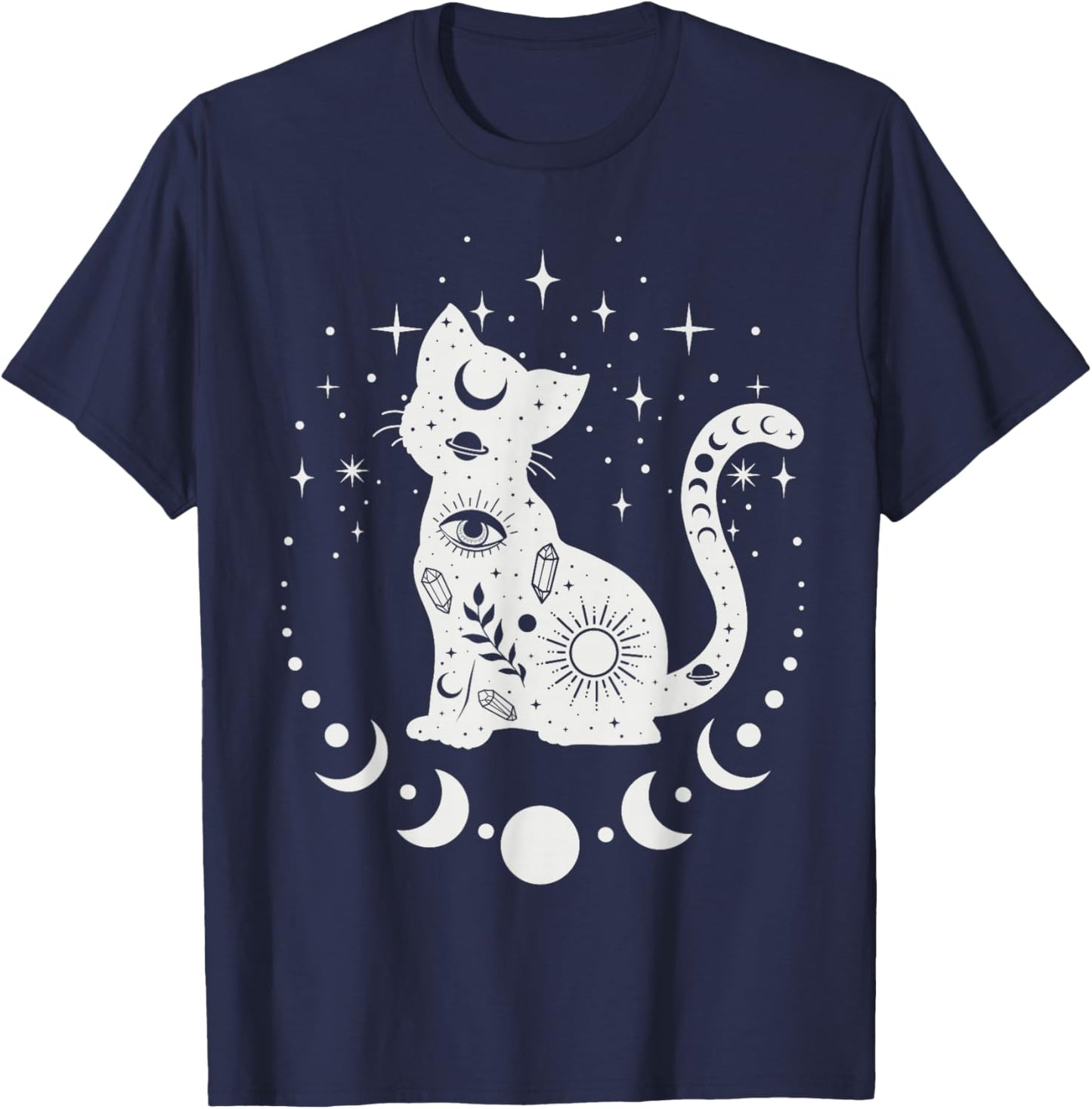 Celestial Cat, Astrology Cat, Spiritual Cat T-Shirt - T-Shirt | Navy
