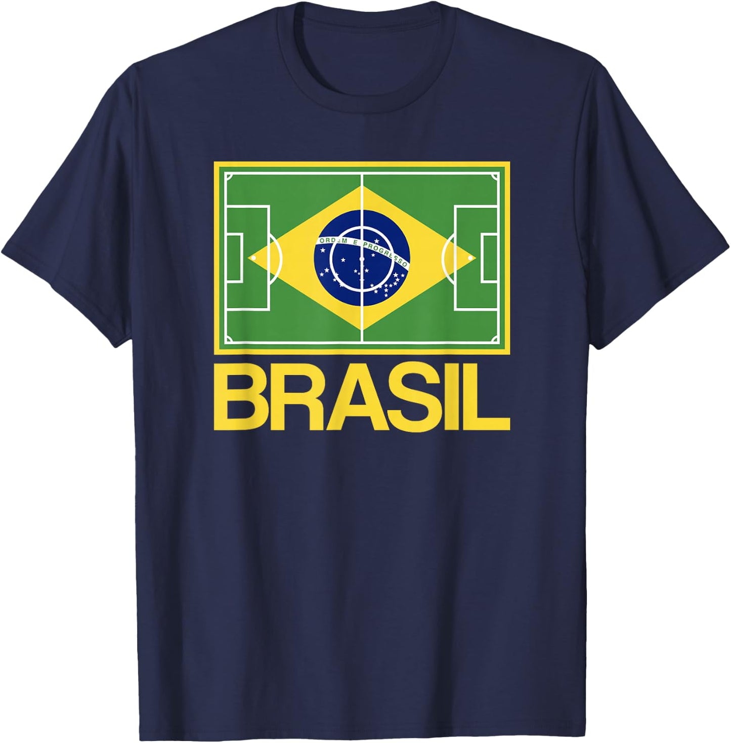 Brazil Soccer Field Flag Brasil Country Brazilian Pride T-Shirt - T-Shirt | Navy