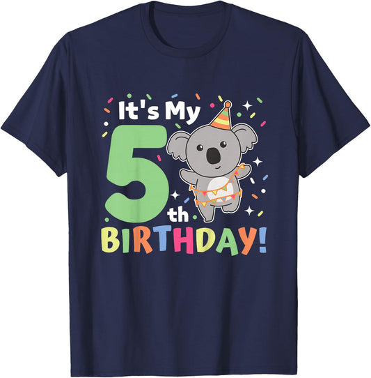 Koala 5th Birthday For Kids Five Year Old Koala T-Shirt - T-Shirt | Navy