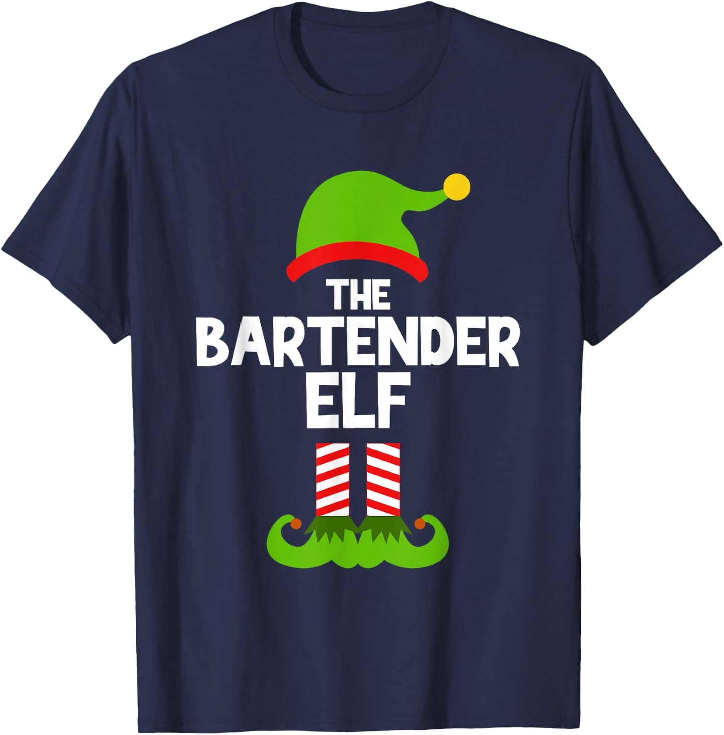 Funny The Bartender Elf Christmas Family Party Pajama T-Shirt - T-Shirt | Navy