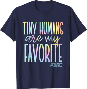 Tiny Humans Are My Favorite Pediatrics NICU Nurse Tie Dye T-Shirt - T-Shirt | Navy
