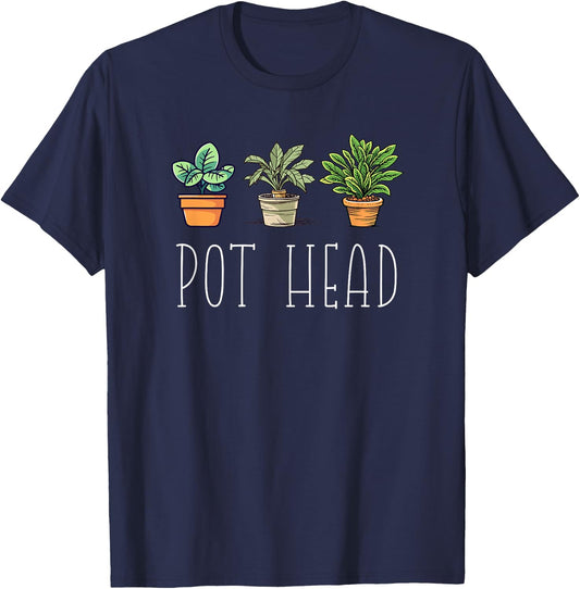 Gardening Farmer Funny Pot Head Plants Gardener Mom T-Shirt - T-Shirt | Navy