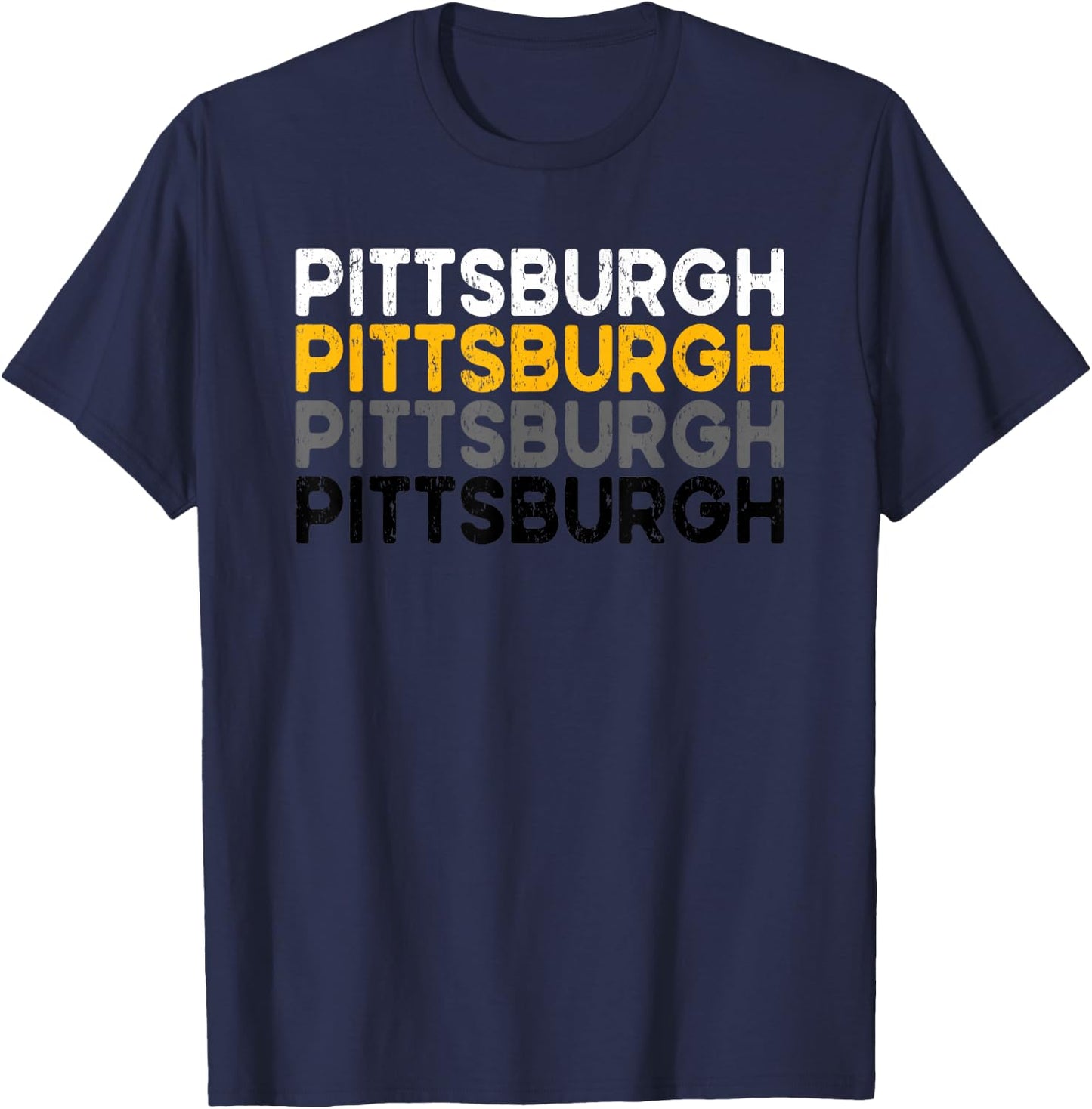 Pittsburgh 412 Pride Love Yinzer Faded PA Letters PGH T-Shirt - T-Shirt | Navy