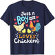 Just A Boy Who Loves Chickens Farm Chicken T-Shirt - T-Shirt | Navy
