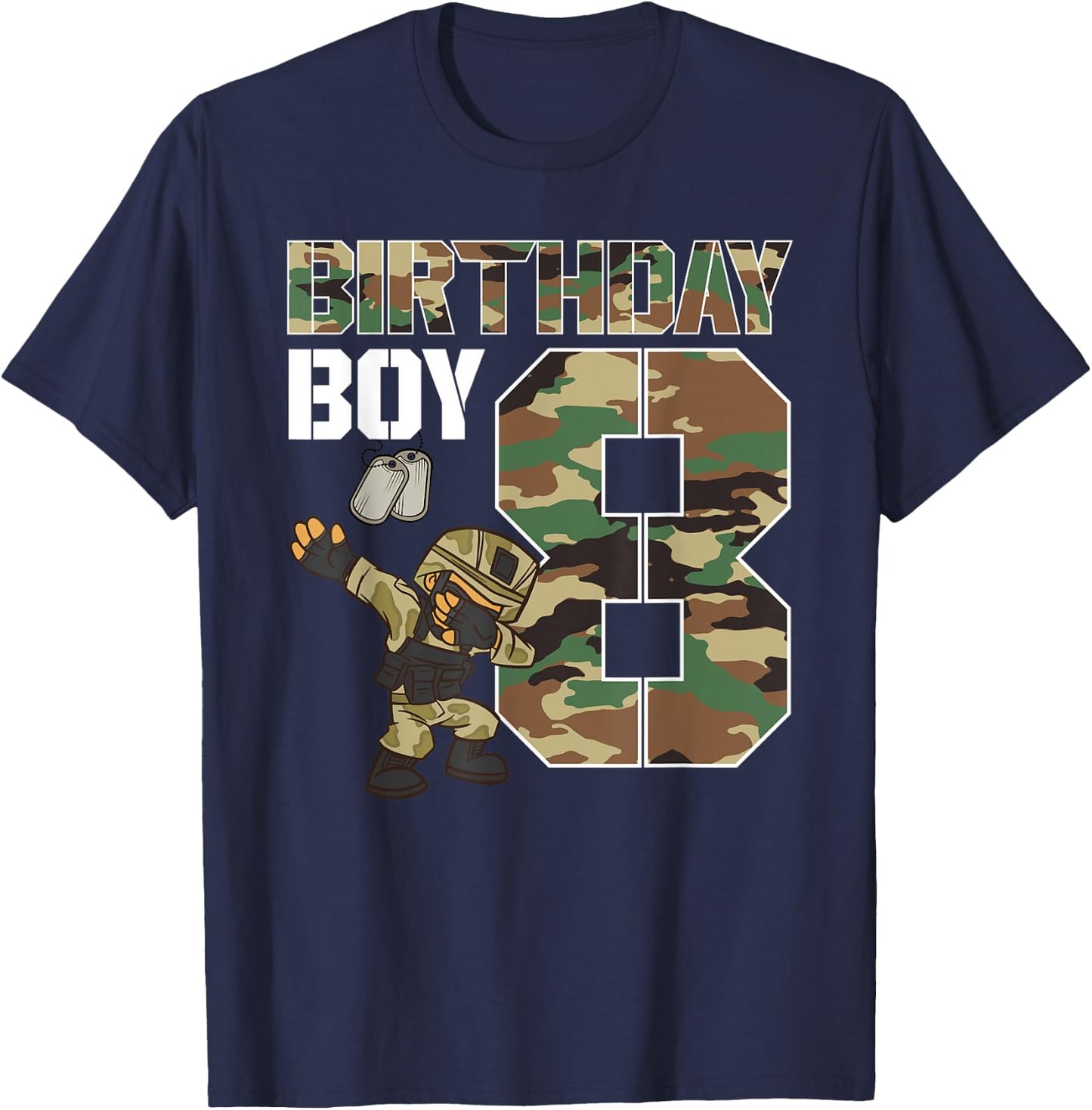 8 Year Old Boy Military Army 8th Birthday Boy T-Shirt - T-Shirt | Navy