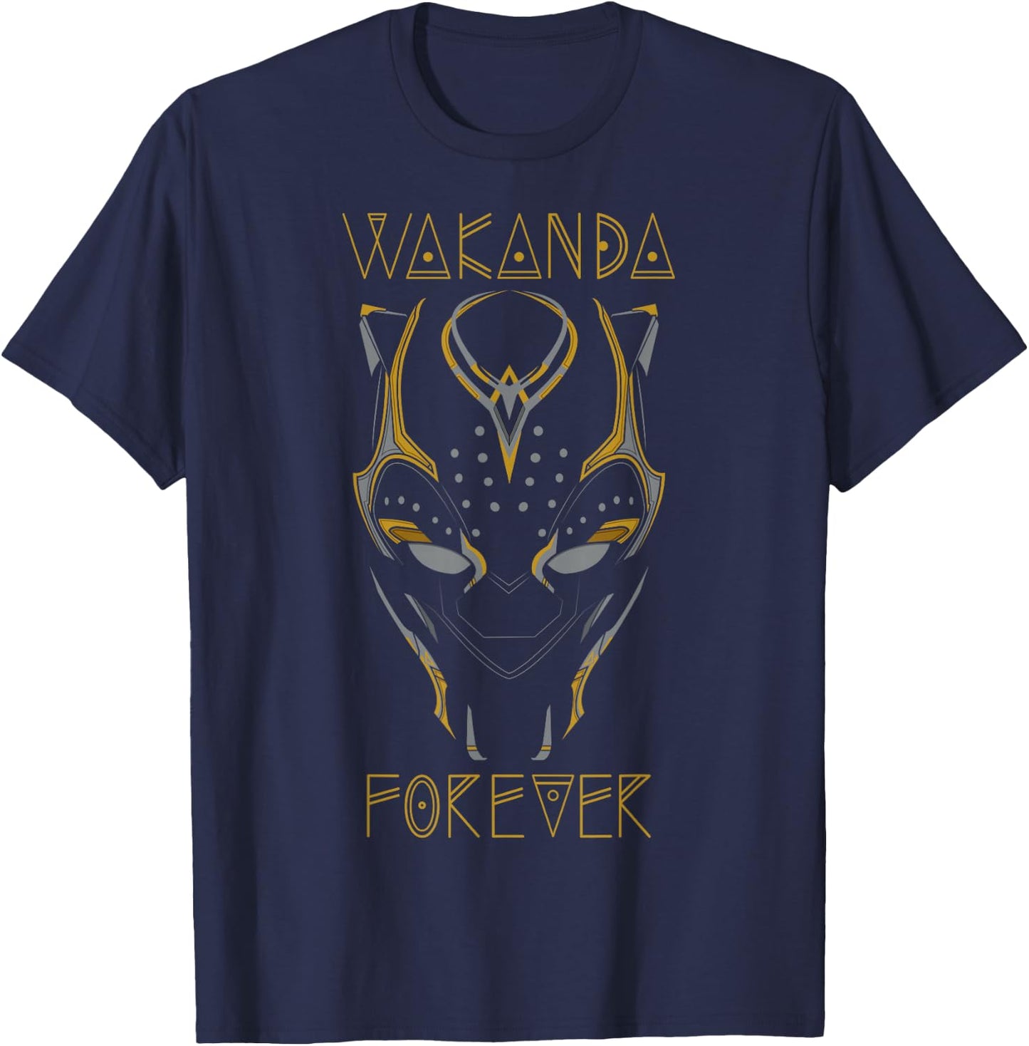 Marvel Black Panther: Wakanda Forever Gold Mask Emblem T-Shirt - T-Shirt | Navy