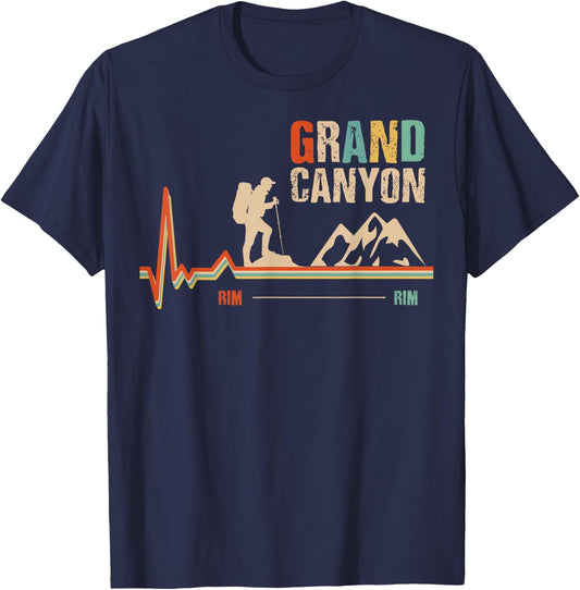 Grand Canyon National Park - Rim - Rim - Retro Hiking T-Shirt - T-Shirt | Navy