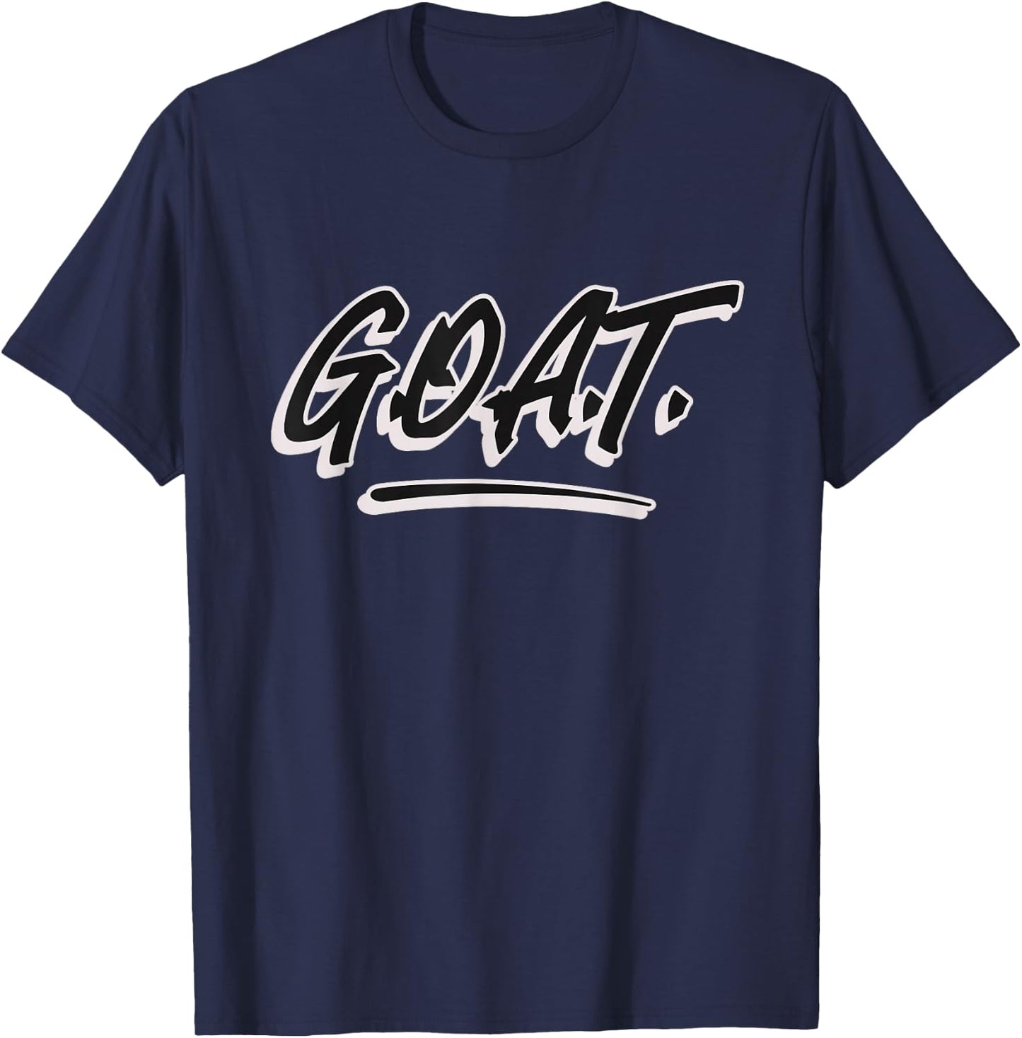 G.O.A.T. Men's Black Letter Print Modern Casual T-Shirt - T-Shirt | Navy