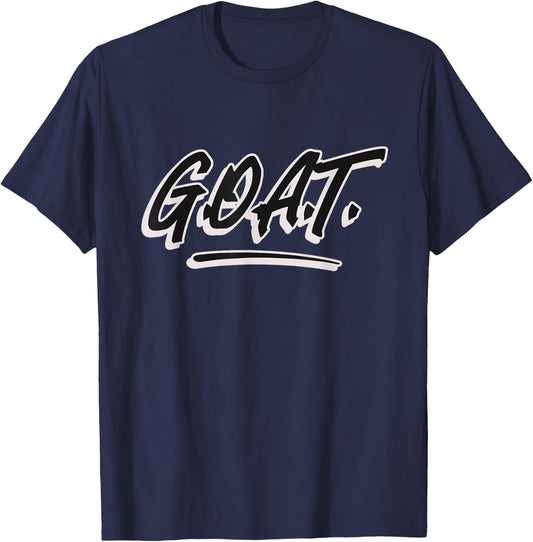 G.O.A.T. Men's Black Letter Print Modern Casual T-Shirt - T-Shirt | Navy