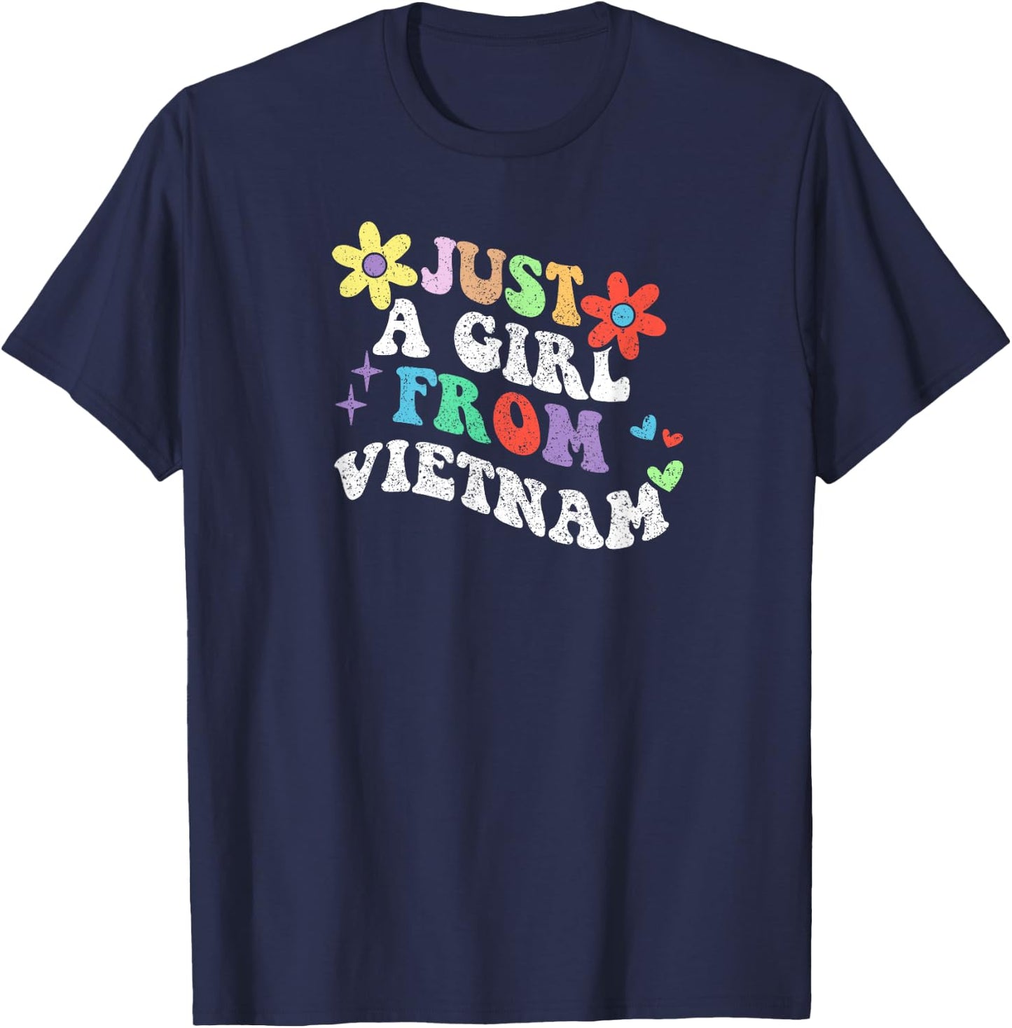 Retro Groovy Just A Girl From Vietnam Mother's Day 2023 T-Shirt - T-Shirt | Navy