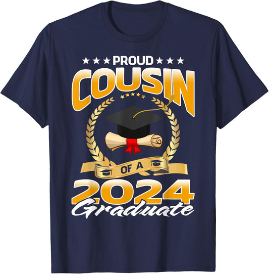 Proud Cousin Of A 2024 Graduate T-Shirt - T-Shirt | Navy