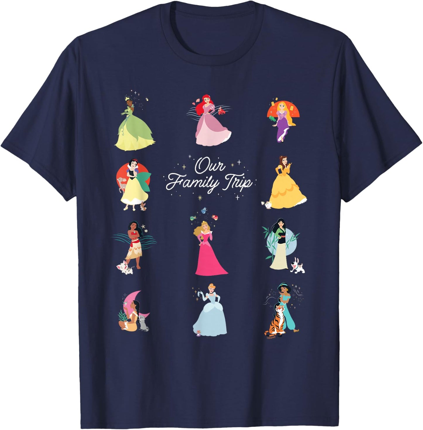 Disney Princess Our Family Trip Vacation Travel Holiday T-Shirt - T-Shirt | Navy