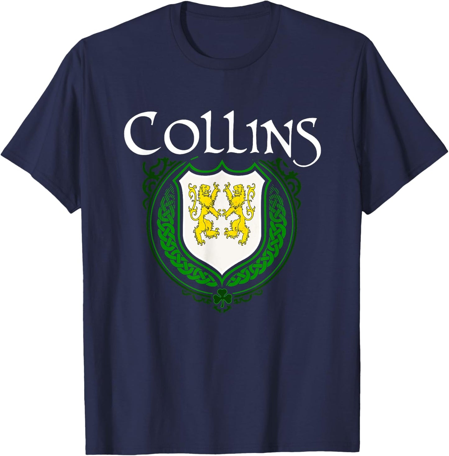 Collins Surname Irish Clan Tartan Badge Ireland T-Shirt - T-Shirt | Navy