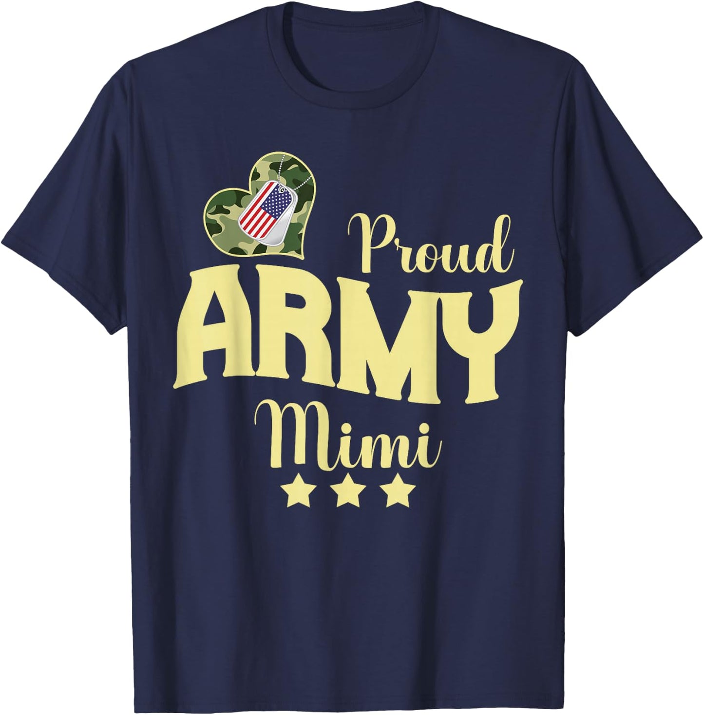 Proud Army MIMI Camouflage Dog Tag Family Matching T-Shirt - T-Shirt | Navy