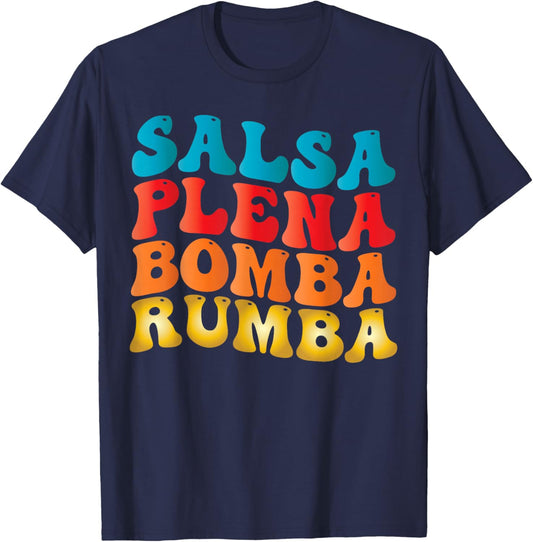 Puerto Rico Salsa Plena Bomba Rumba Boricua Puerto Rican T-Shirt - T-Shirt | Navy