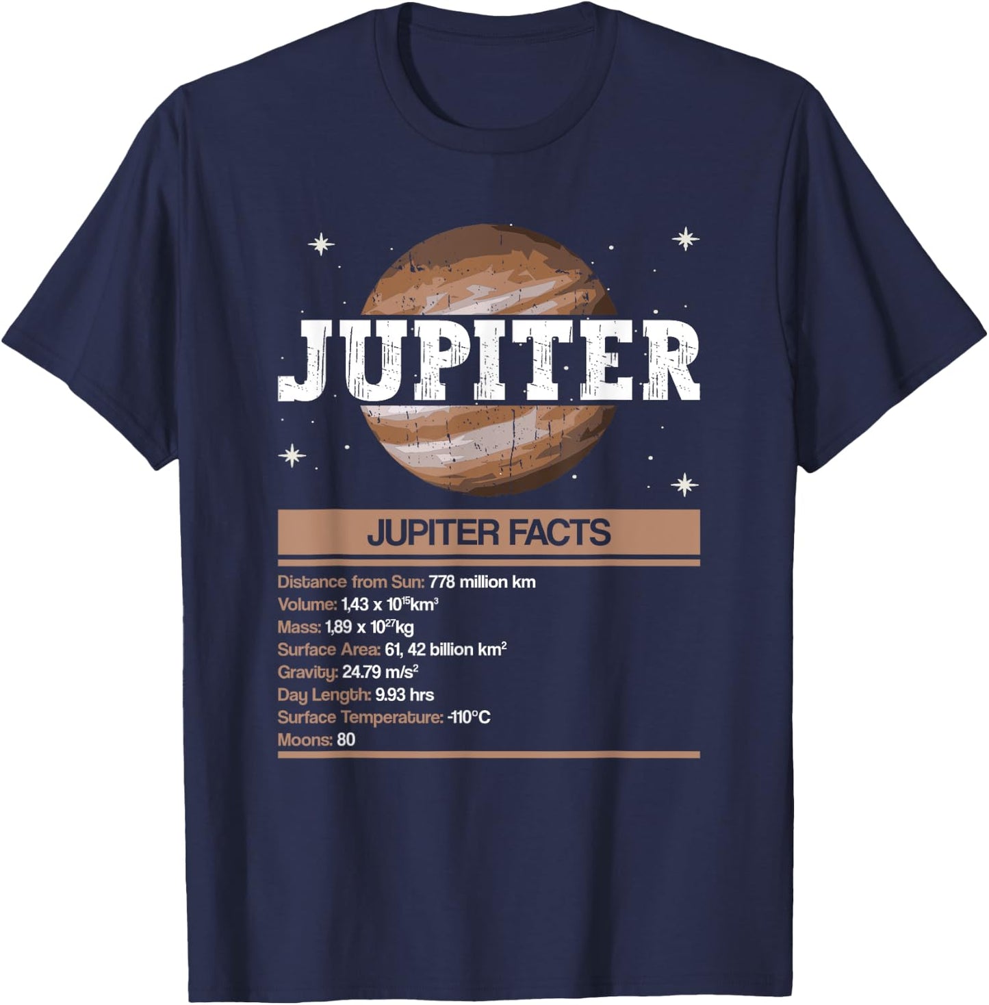 Jupiter Facts - Jupiter Planet Space Lover T-Shirt - T-Shirt | Navy