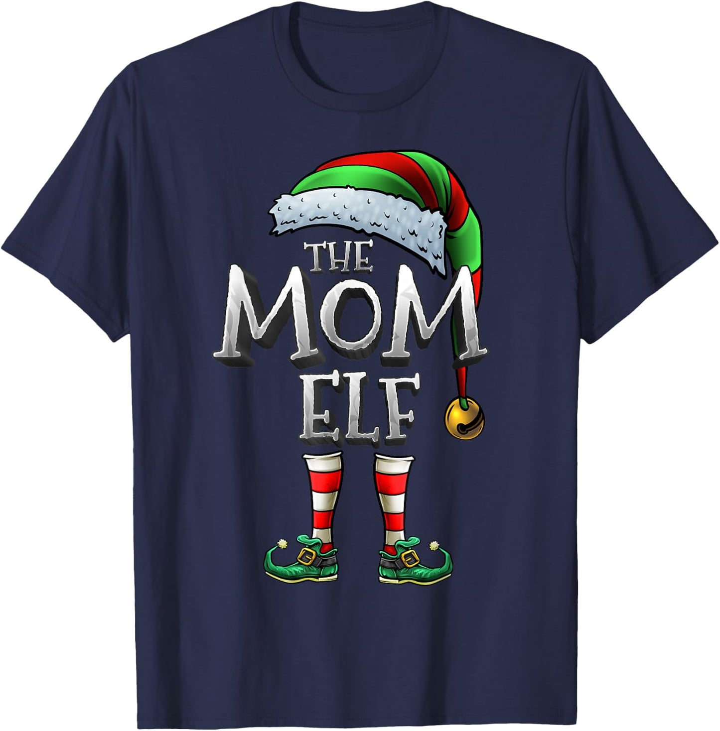 The Mom Elf Shirt Matching Family Mom Christmas Elf women T-Shirt - T-Shirt | Navy