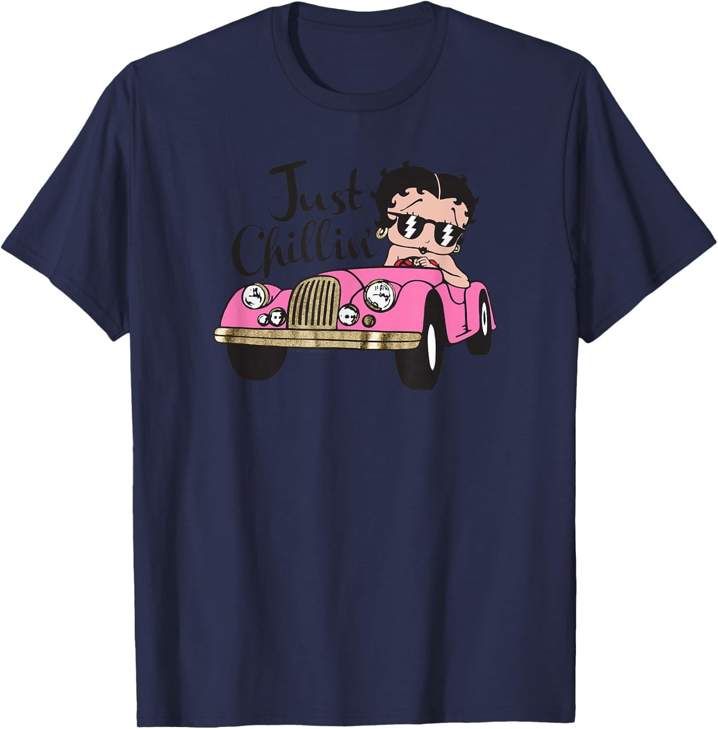 Betty Boop Pink Car Just Chillin' T-Shirt - T-Shirt | Navy