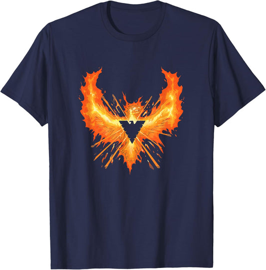 Marvel X-Men Phoenix Force Wings Spread In Flames Logo T-Shirt - T-Shirt | Navy