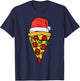 Christmas Pizza Slice Santa Funny Xmas Food Men Women Kids T-Shirt - T-Shirt | Navy