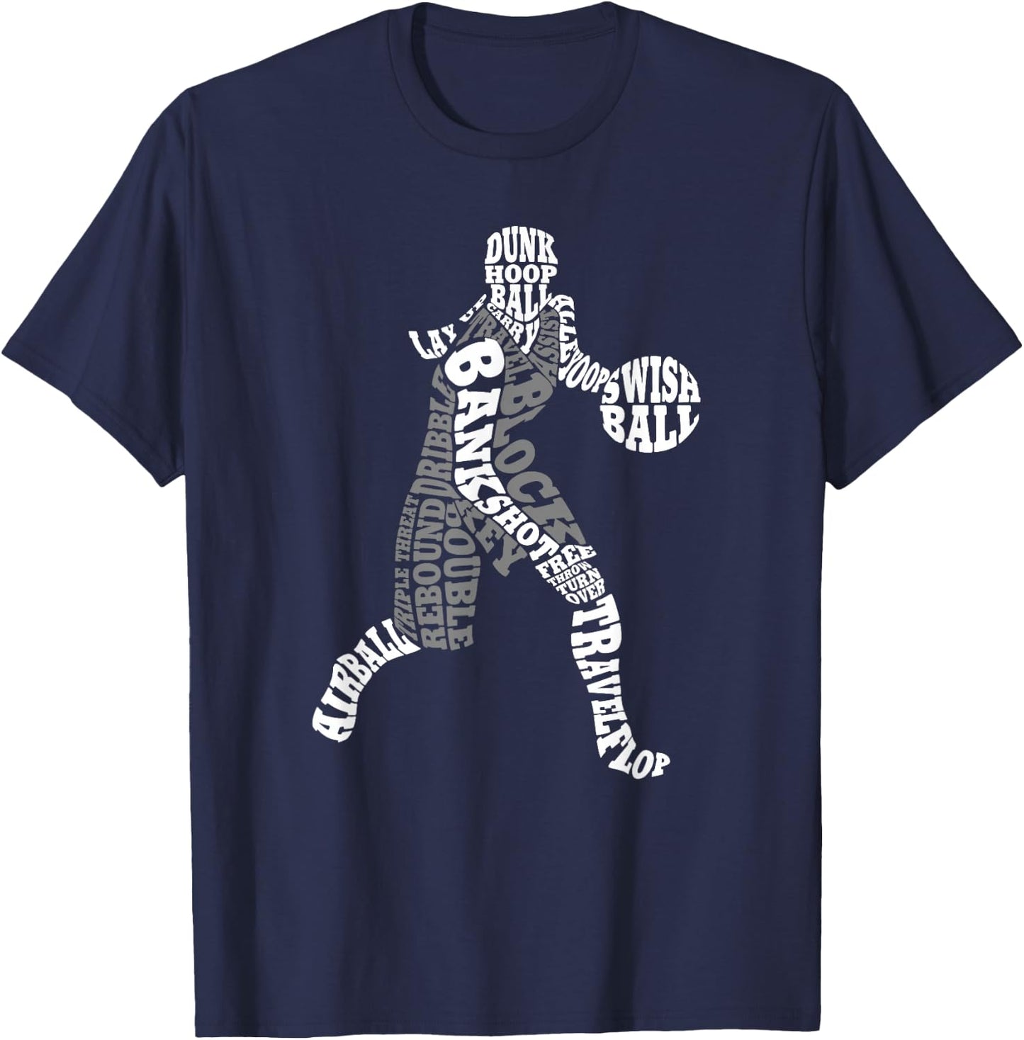 Female Basketball Player Typography Word Art T-Shirt - T-Shirt | Navy
