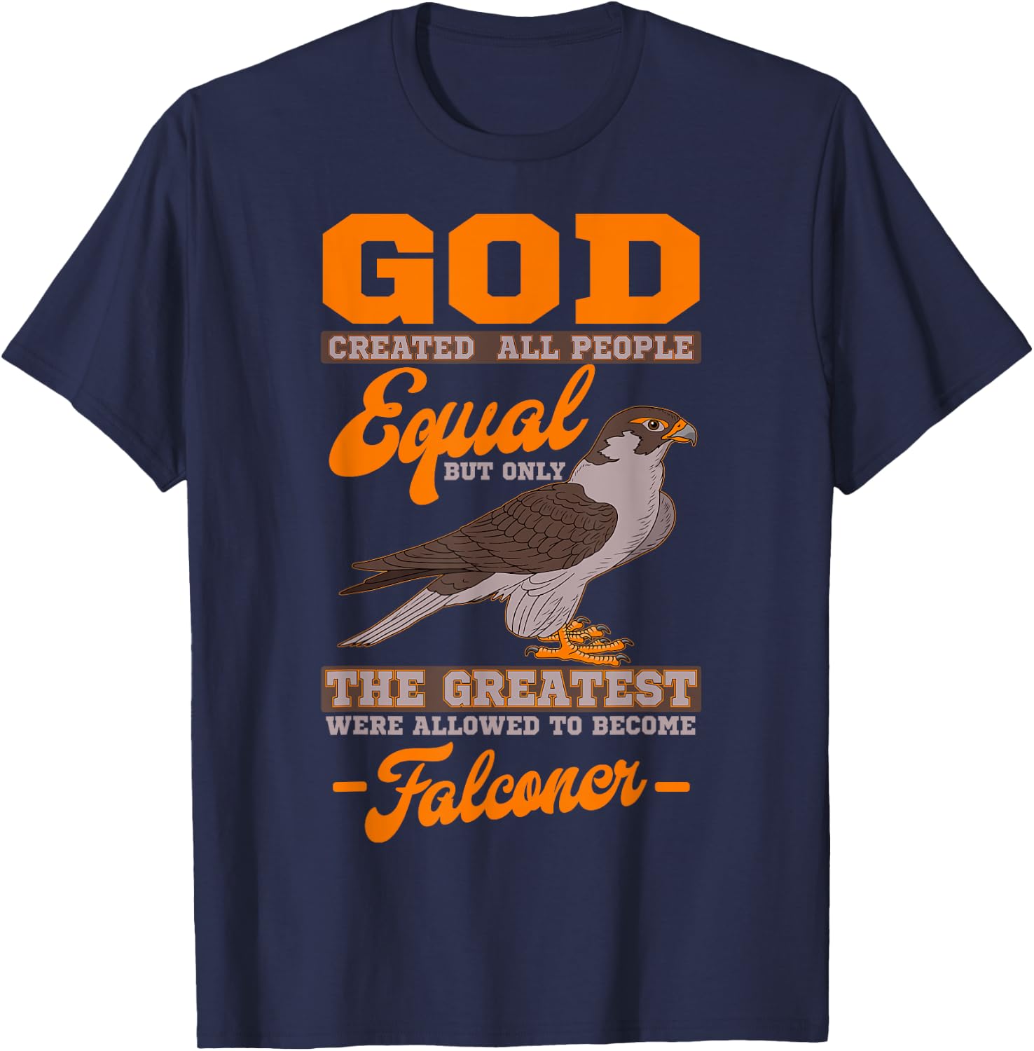 Falconer Falconry Hawking Apparel -Adults Black Modern Short Sleeve Small Hunting T-Shirt - T-Shirt | Navy