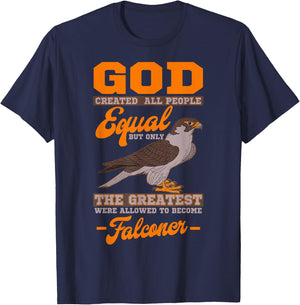 Falconer Falconry Hawking Apparel -Adults Black Modern Short Sleeve Small Hunting T-Shirt - T-Shirt | Navy
