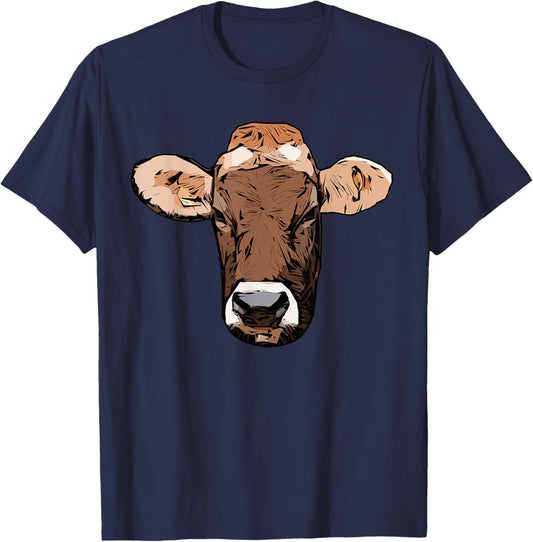 Jersey Cattle design Farmer imprint motif with cow T-Shirt - T-Shirt | Navy
