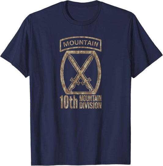 10th Mountain Division Army Infantry Us Usa Veteran Camo T-Shirt - T-Shirt | Navy