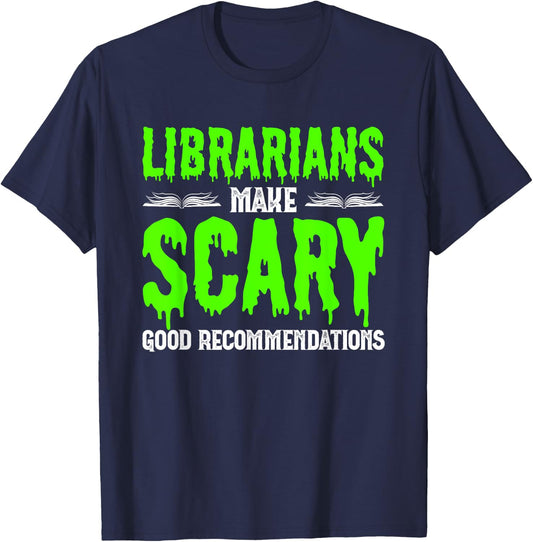 Halloween Librarian Bookworm Book Nerd Reading Library T-Shirt - T-Shirt | Navy