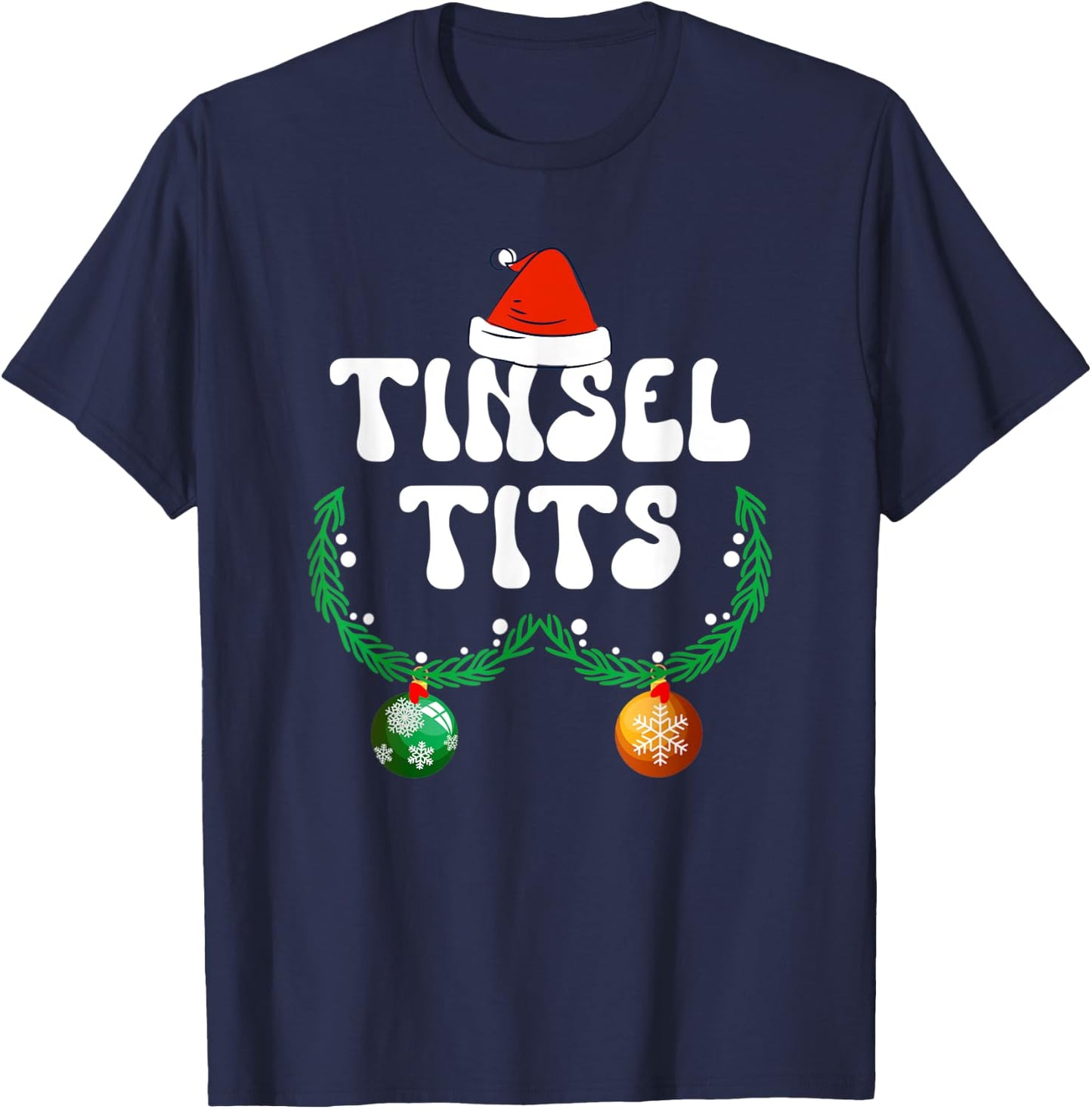 Jingle Balls Tinsel Tits Couple Chestnuts Christmas Pajamas T-Shirt - T-Shirt | Navy