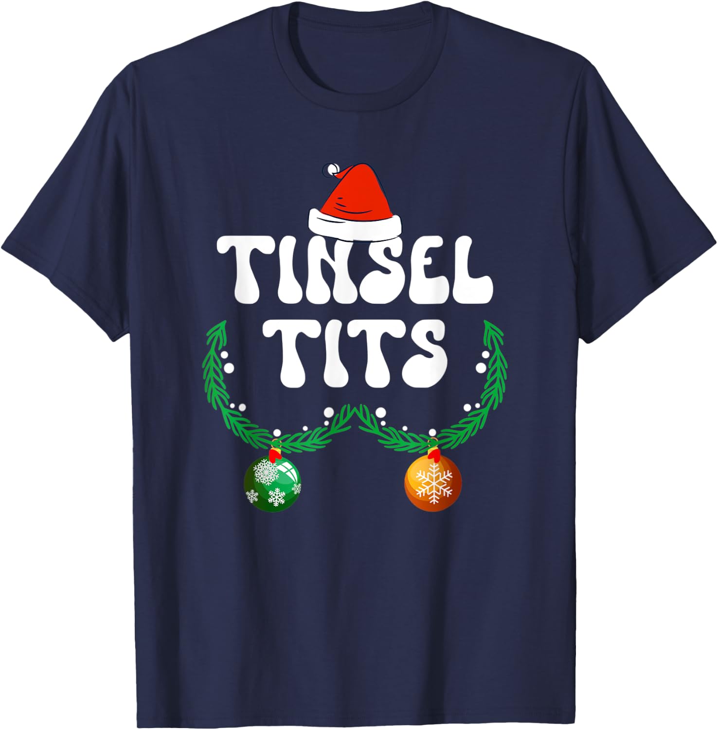 Jingle Balls Tinsel Tits Couple Chestnuts Christmas Pajamas T-Shirt - T-Shirt | Navy