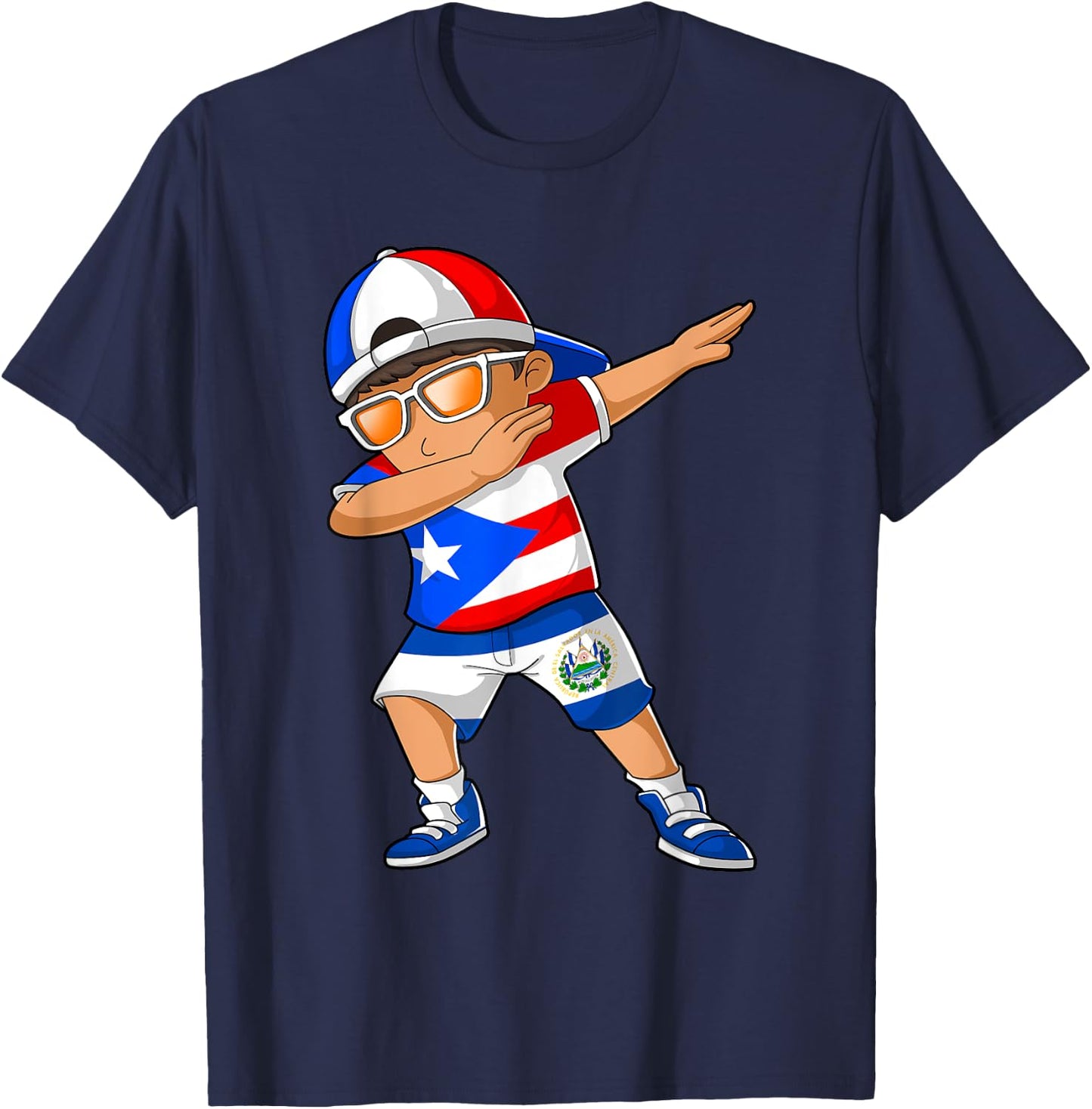Half Puerto Rican Half Salvadoran Boy Puerto Rico Flag T-Shirt - T-Shirt | Navy