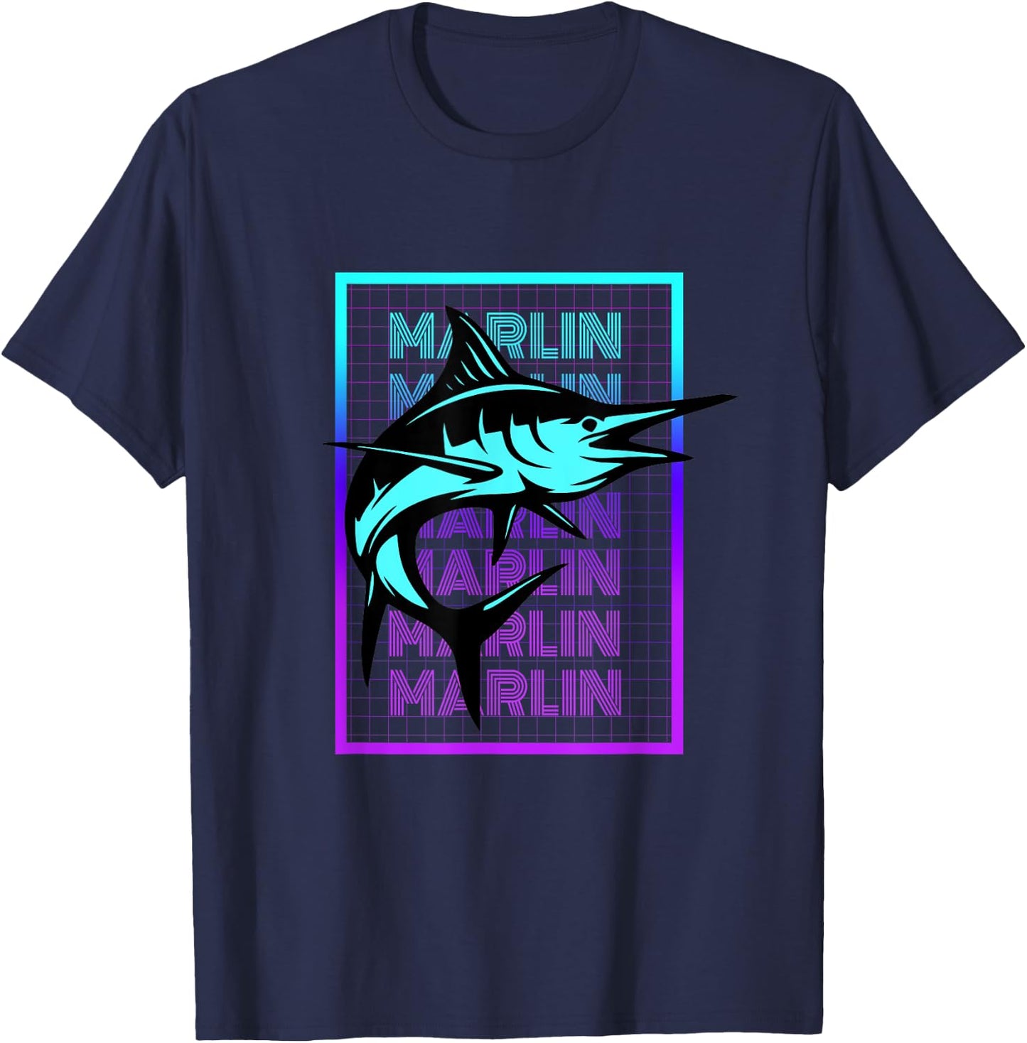 Marlin Fish Vintage Retro Marlin T-Shirt - T-Shirt | Navy