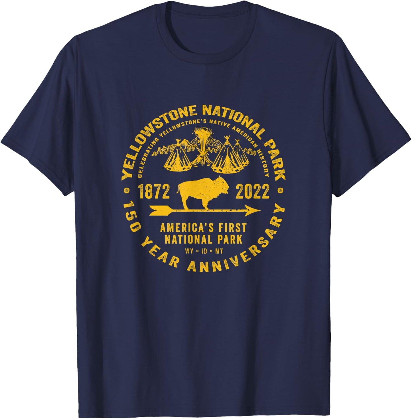 Yellowstone National Park 150 Year Anniversary Souvenir T-Shirt - T-Shirt | Navy