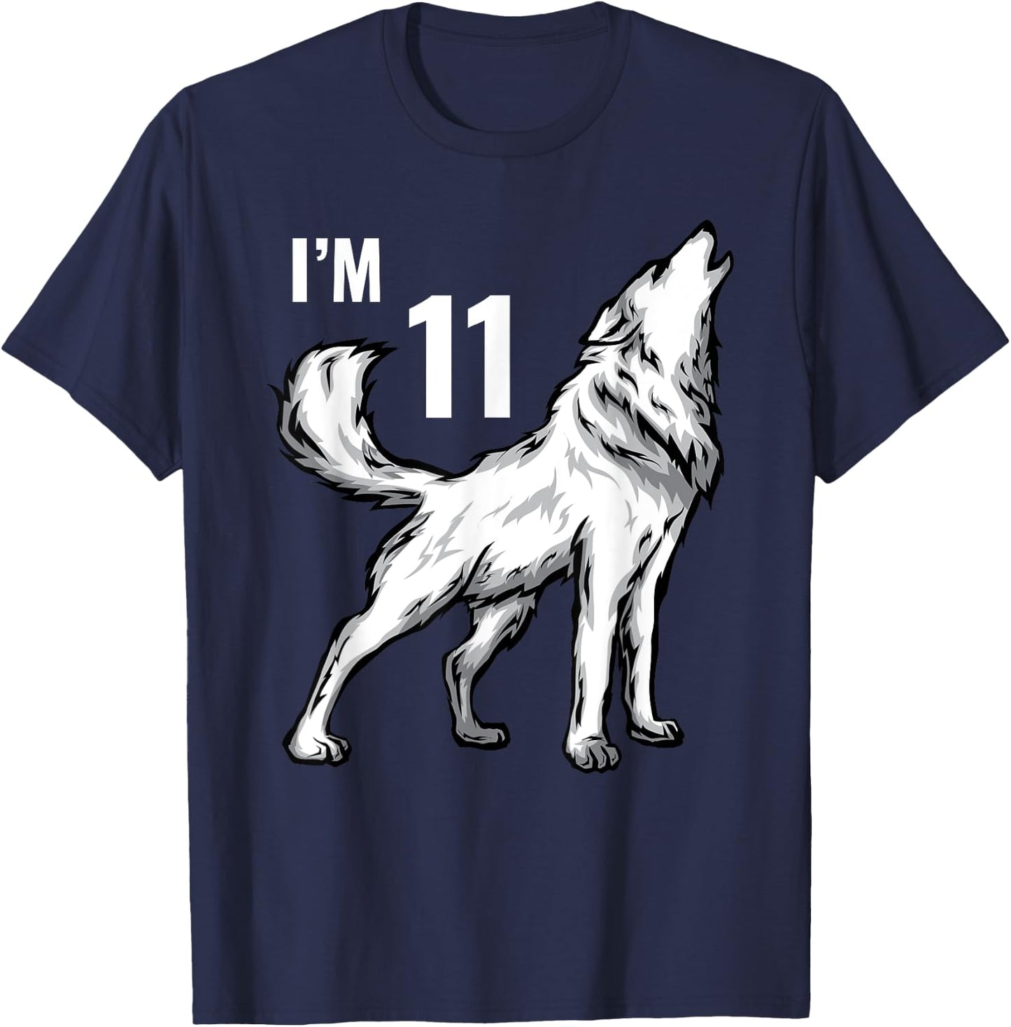 11th Birthday 11 Years Wolf Cub Howling Wolf Pack Wildlife T-Shirt - T-Shirt | Navy